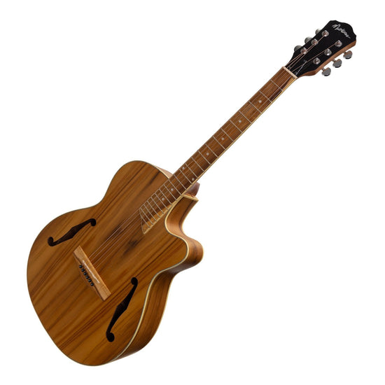 Martinez Jazz Hybrid Acoustic Small Body Cutaway Guitar (Jati-Teakwood)