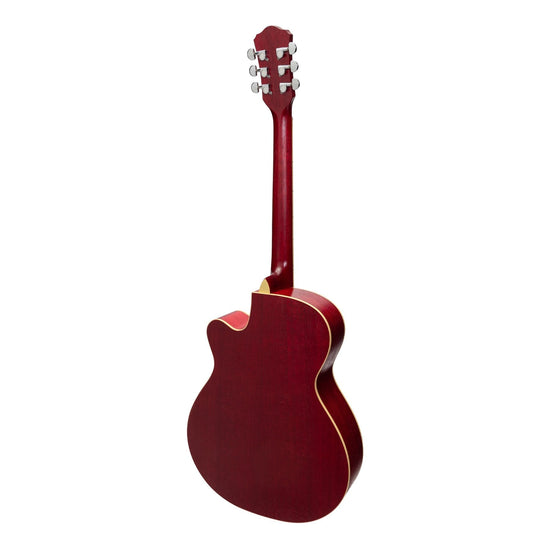 Martinez Jazz Hybrid Acoustic Small Body Cutaway Guitar (Red)