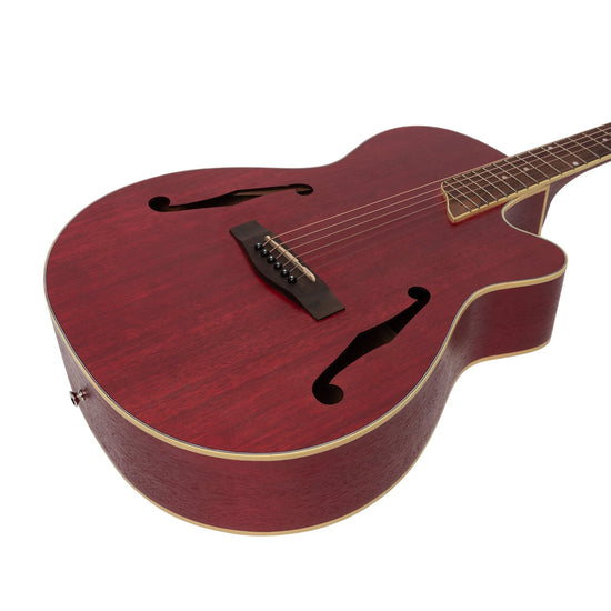 Martinez Jazz Hybrid Acoustic Small Body Cutaway Guitar (Red)