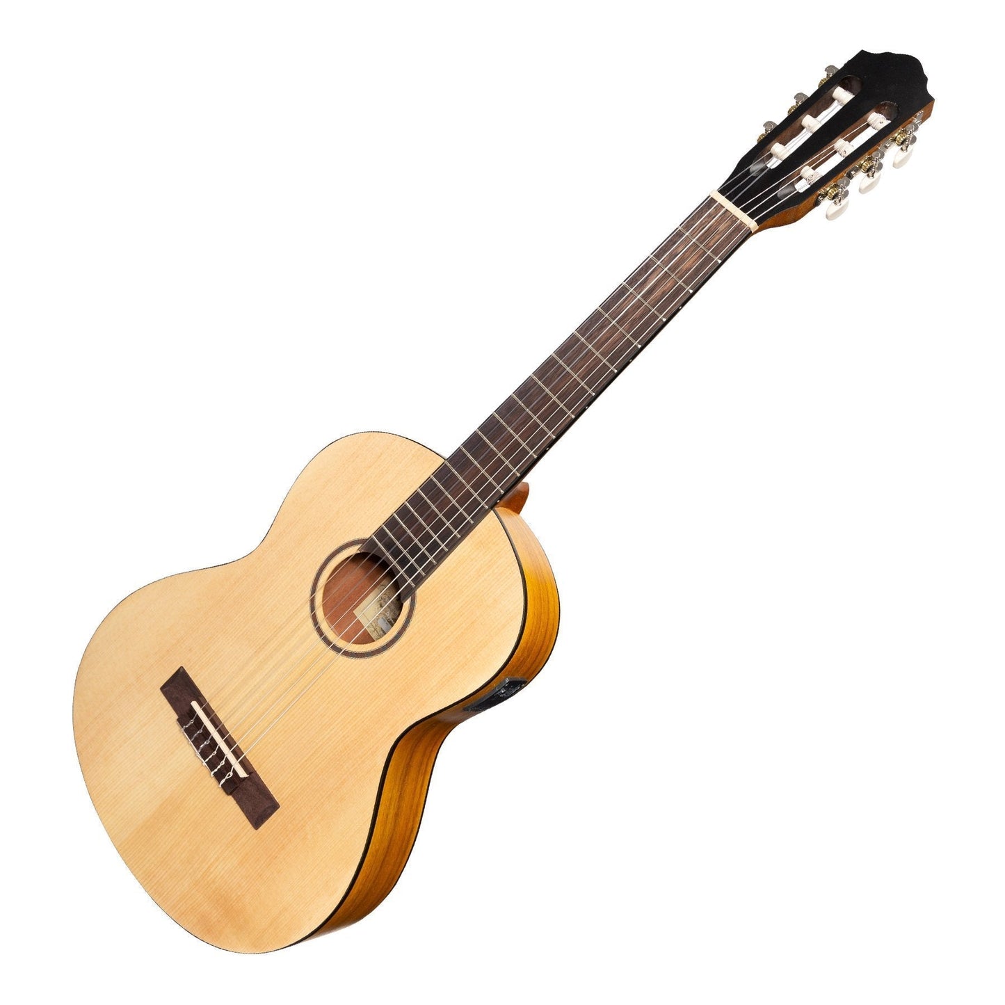 Martinez Left Handed 3/4 Size Student Classical Guitar with Built In Tuner (Spruce/Koa)