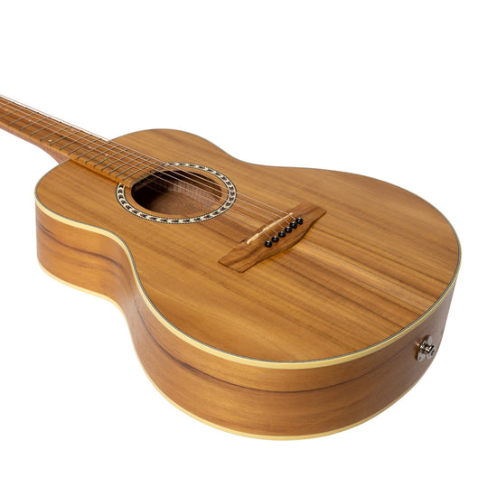 Martinez Left Handed Acoustic-Electric Short-Scale Guitar (Jati-Teakwood)