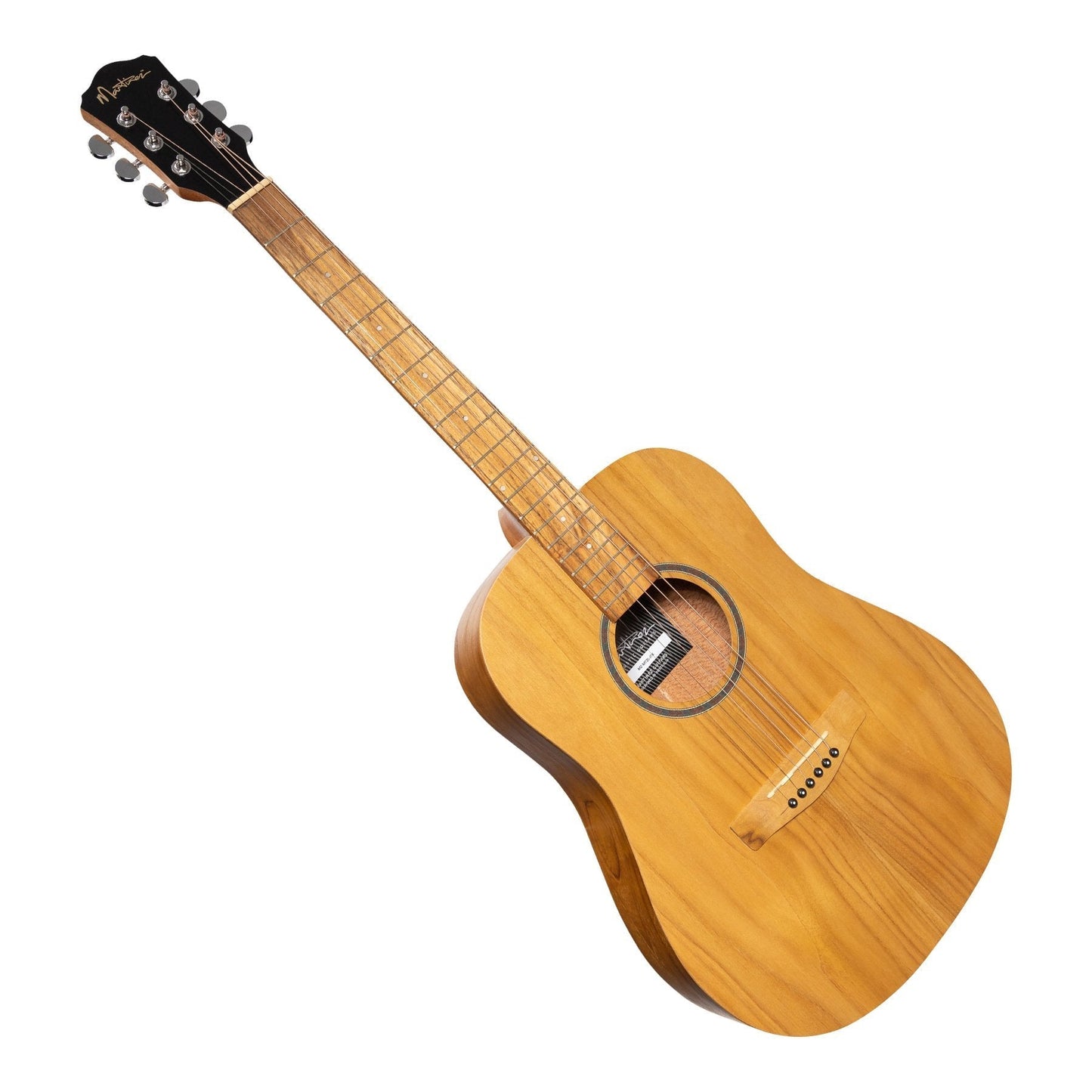 Martinez Left Handed Acoustic Middy Traveller Guitar (Jati-Teakwood)
