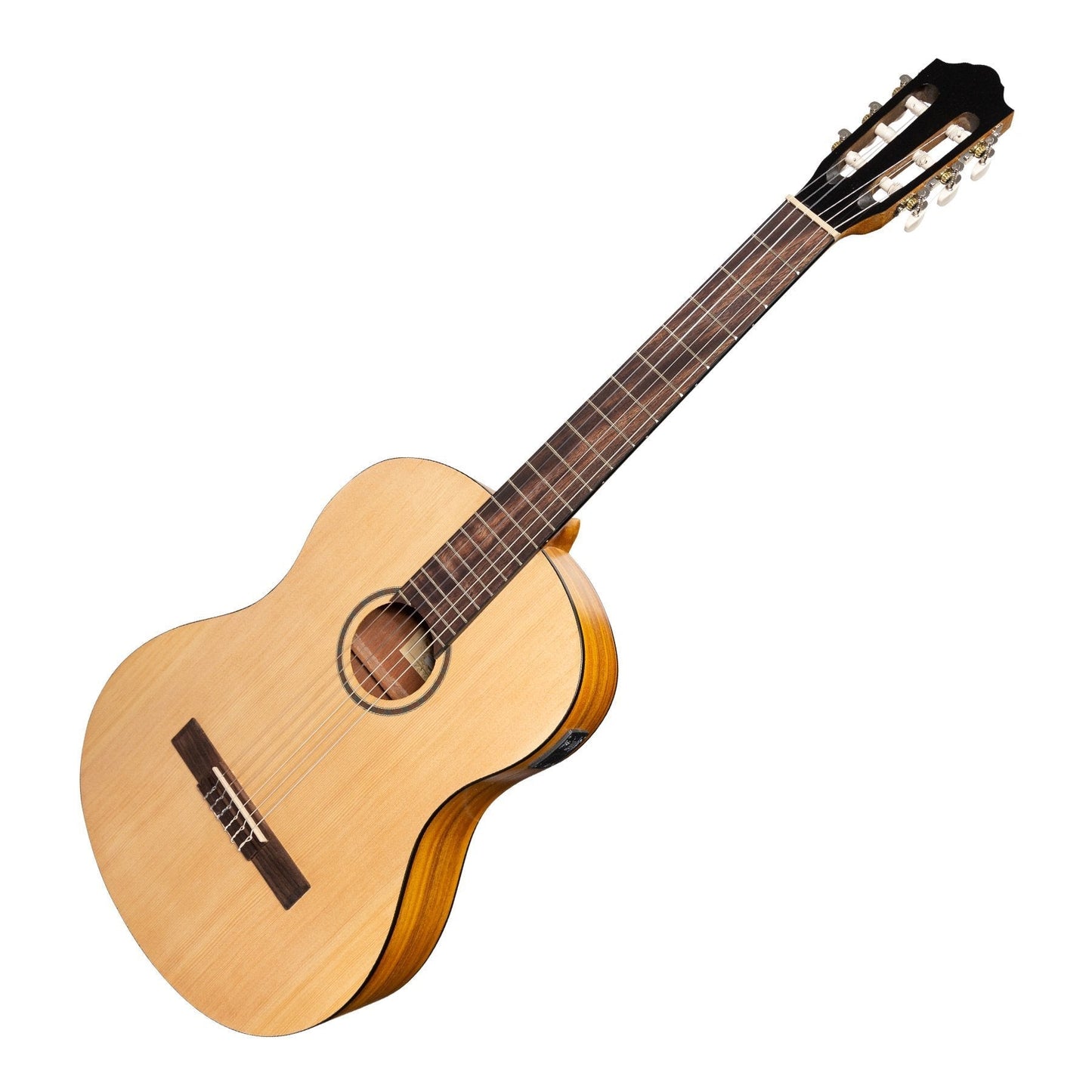 Martinez Left Handed Full Size Student Classical Guitar with Built In Tuner (Spruce/Koa)
