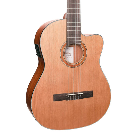 Martinez 'Natural Series' Cedar Top Acoustic-Electric Classical Cutaway Guitar (Open Pore)