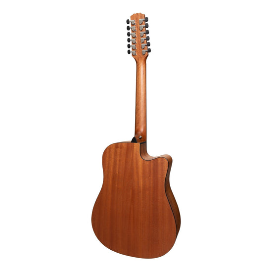 Martinez 'Natural Series' Left Handed Mahogany Top 12-String Acoustic-Electric Dreadnought Cutaway Guitar (Open Pore)