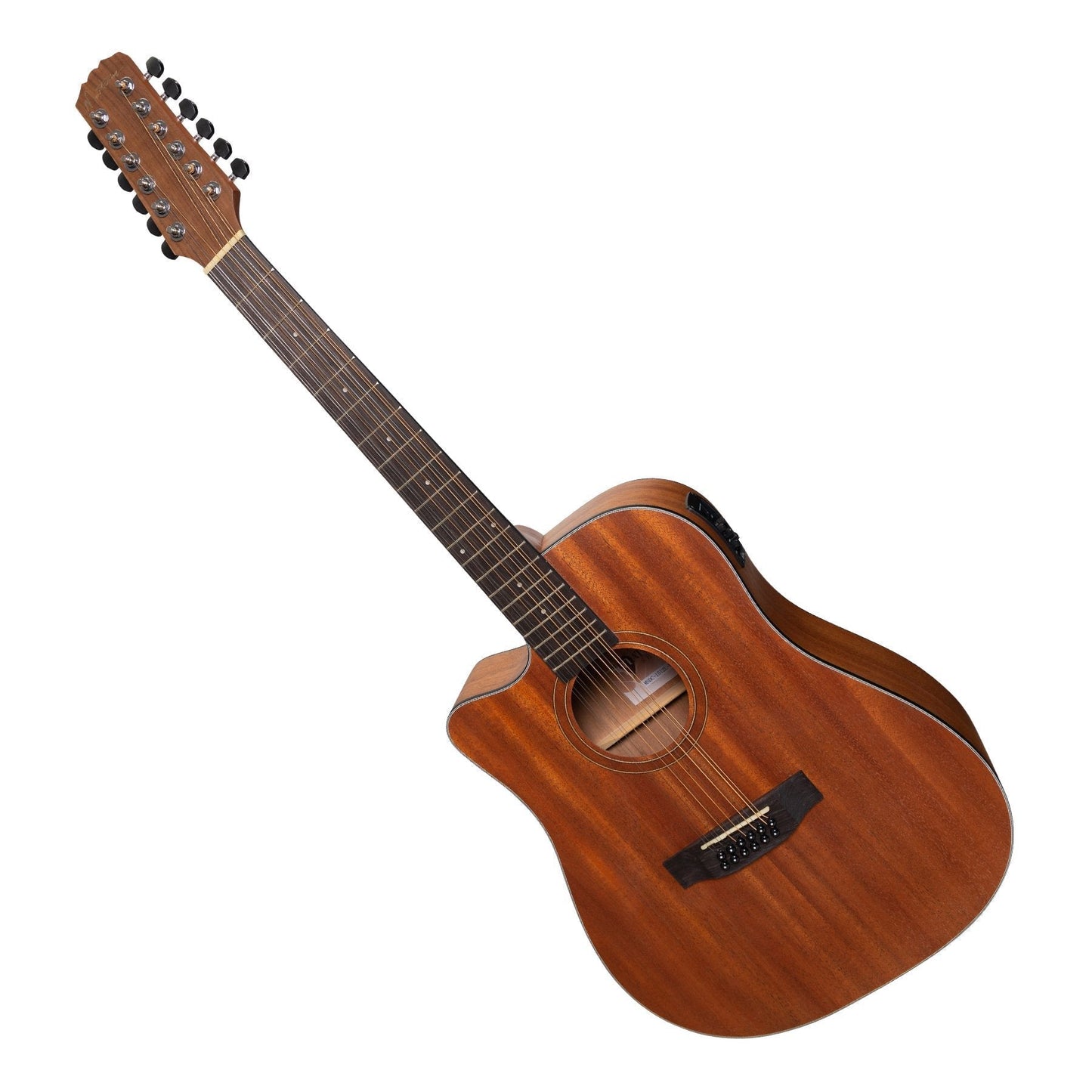 Martinez 'Natural Series' Left Handed Mahogany Top 12-String Acoustic-Electric Dreadnought Cutaway Guitar (Open Pore)