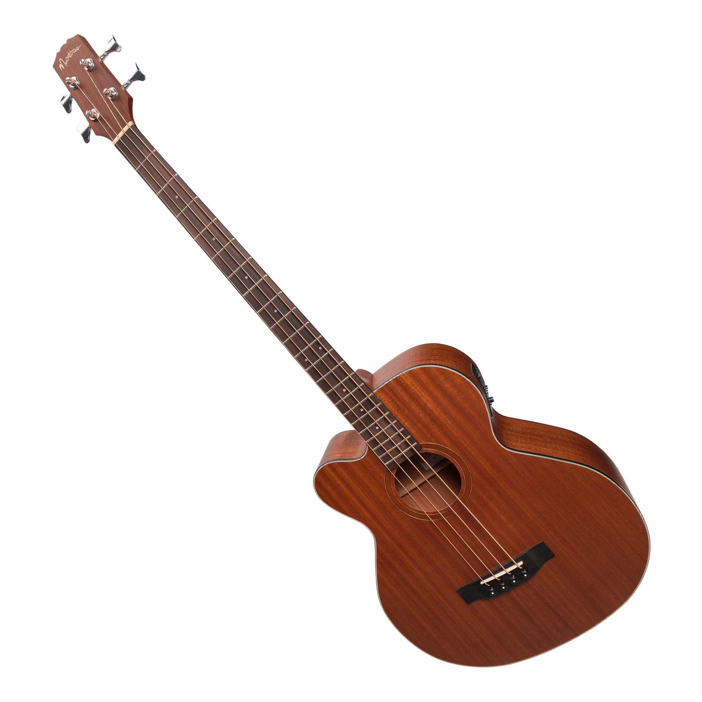 Load image into Gallery viewer, Martinez &amp;#39;Natural Series&amp;#39; Left Handed Mahogany Top Acoustic-Electric Cutaway Bass Guitar (Open Pore)
