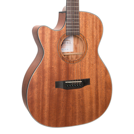 Martinez 'Natural Series' Left Handed Mahogany Top Acoustic-Electric Small Body Cutaway Guitar (Open Pore)