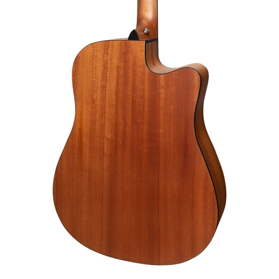 Martinez 'Natural Series' Left Handed Solid Mahogany Top Acoustic-Electric Dreadnought Cutaway Guitar (Open Pore)