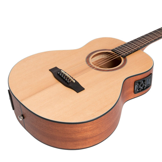 Martinez 'Natural Series' Left Handed Spruce Top Mini Short Scale Acoustic-Electric Guitar (Open Pore)