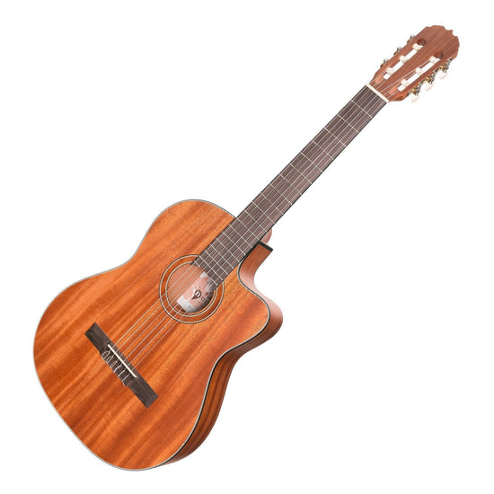Martinez 'Natural Series' Mahogany Top Acoustic-Electric Classical Cutaway Guitar (Open Pore)