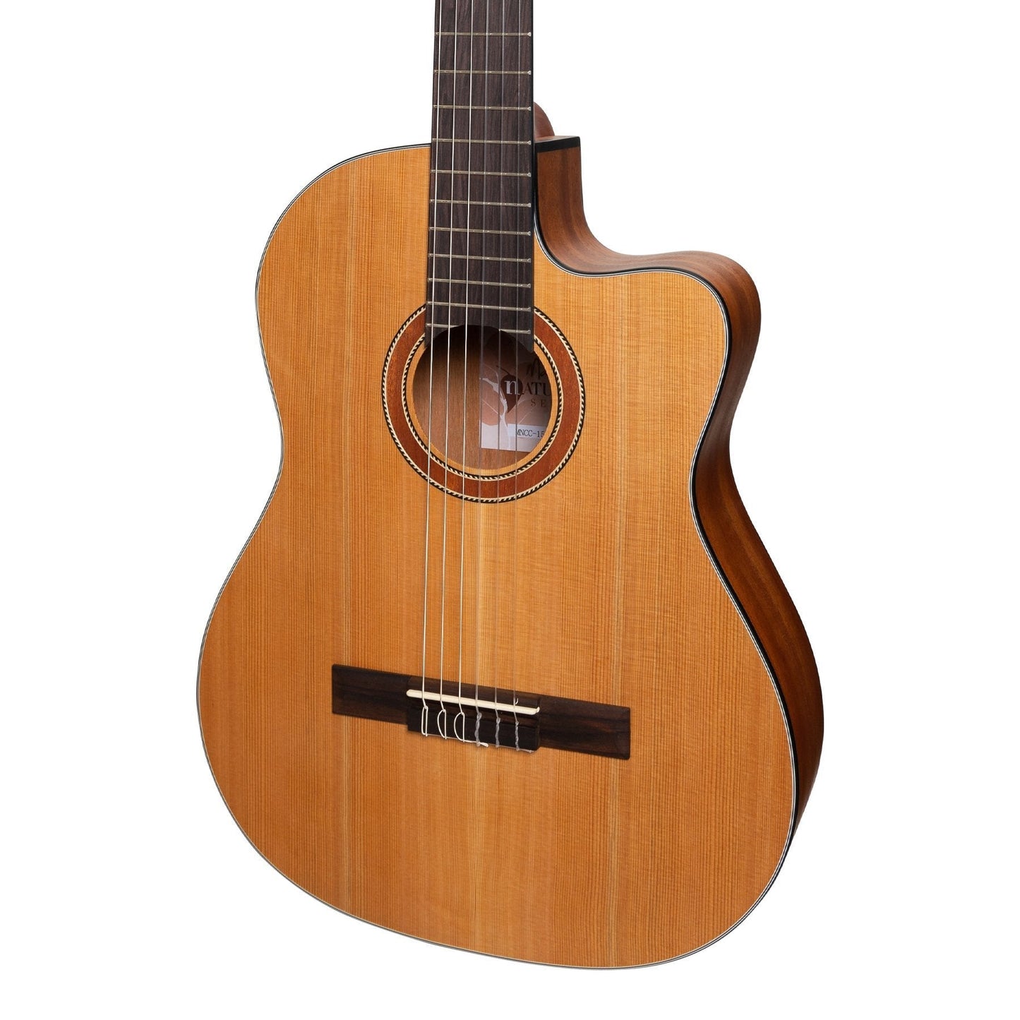 Martinez 'Natural Series' Solid Cedar Top Acoustic-Electric Classical Cutaway Guitar (Open Pore)