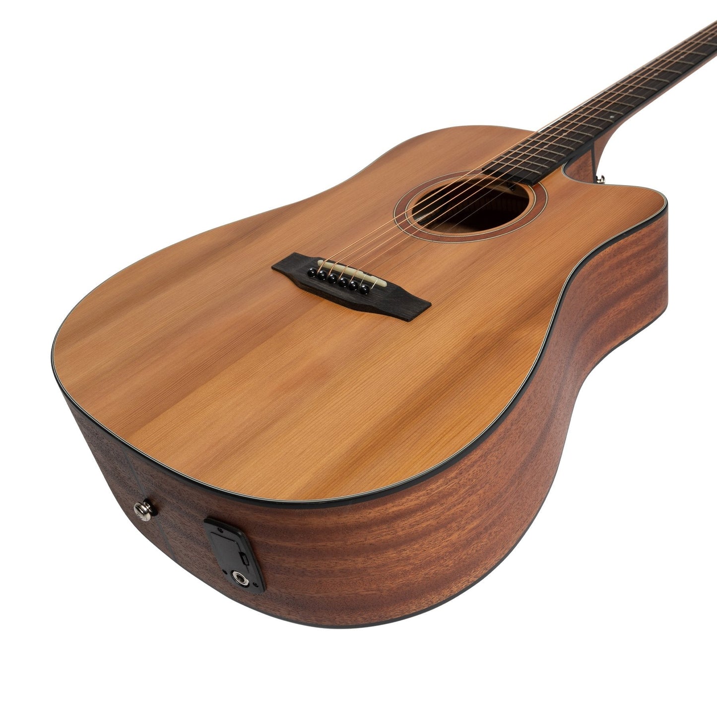 Load image into Gallery viewer, Martinez &amp;#39;Natural Series&amp;#39; Solid Cedar Top Acoustic-Electric Dreadnought Cutaway Guitar (Open Pore)
