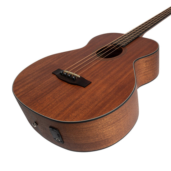Load image into Gallery viewer, Martinez &amp;#39;Natural Series&amp;#39; Solid Mahogany Top Acoustic-Electric Bass Guitar (Open Pore)
