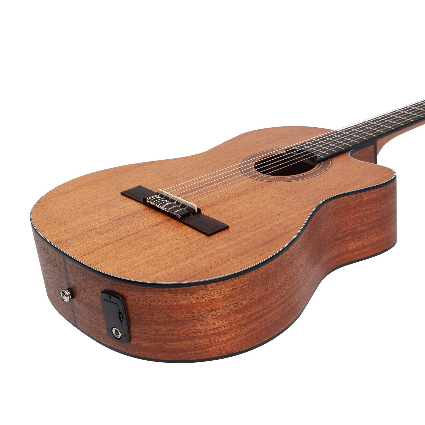 Martinez 'Natural Series' Solid Mahogany Top Acoustic-Electric Classical Cutaway Guitar (Open Pore)