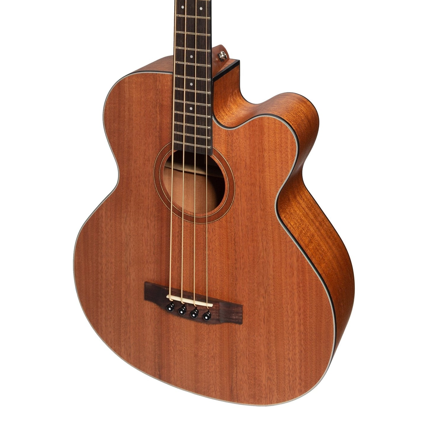 Martinez 'Natural Series' Solid Mahogany Top Acoustic-Electric Cutaway Bass Guitar (Open Pore) *Available in Left-Hand