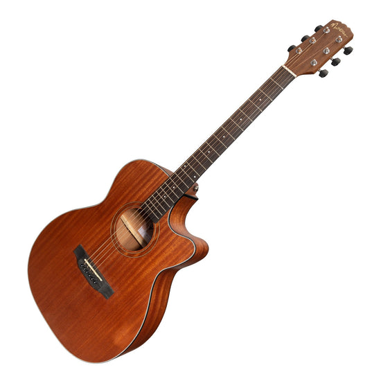 Martinez 'Natural Series' Solid Mahogany Top Acoustic-Electric Small Body Cutaway Guitar (Open Pore)