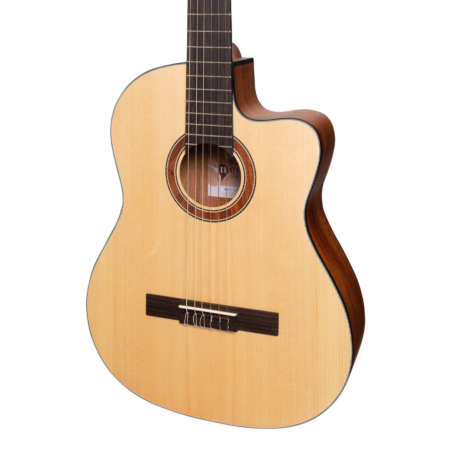 Martinez 'Natural Series' Solid Spruce Top Acoustic-Electric Classical Cutaway Guitar (Open Pore)