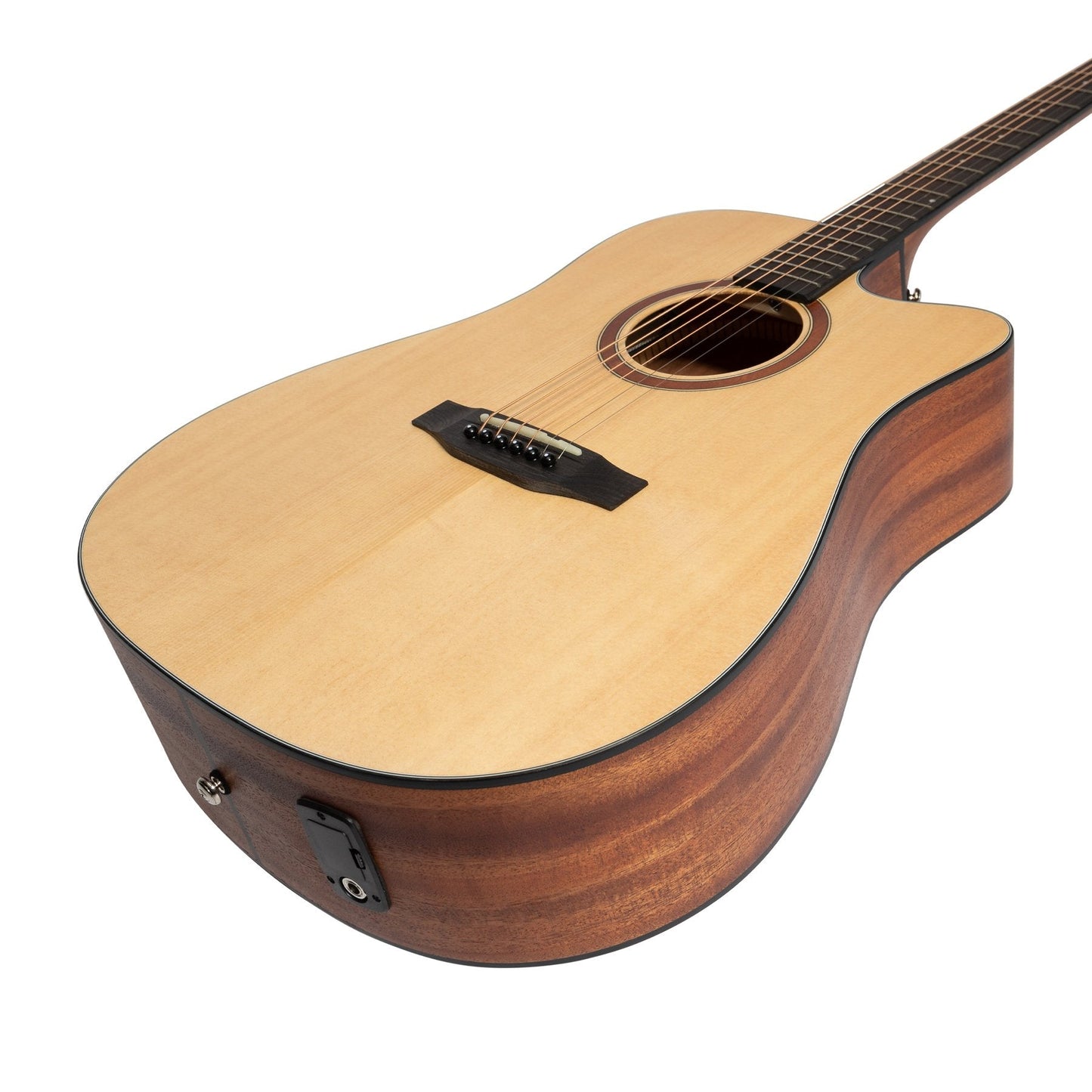 Martinez 'Natural Series' Solid Spruce Top Acoustic-Electric Dreadnought Cutaway Guitar (Open Pore)