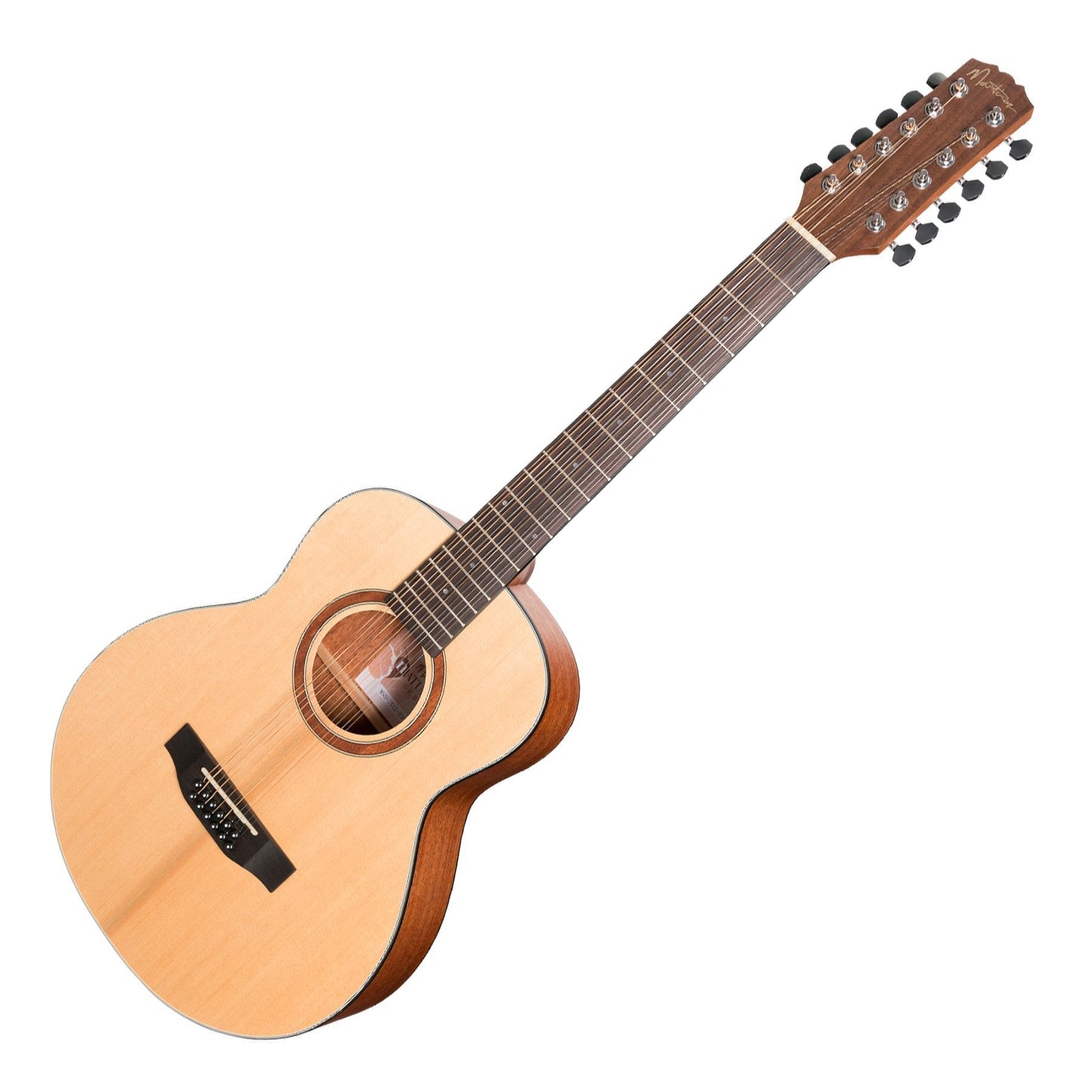 Martinez 'Natural Series' Spruce Top 12-String Acoustic-Electric Mini Short Scale Guitar (Open Pore)