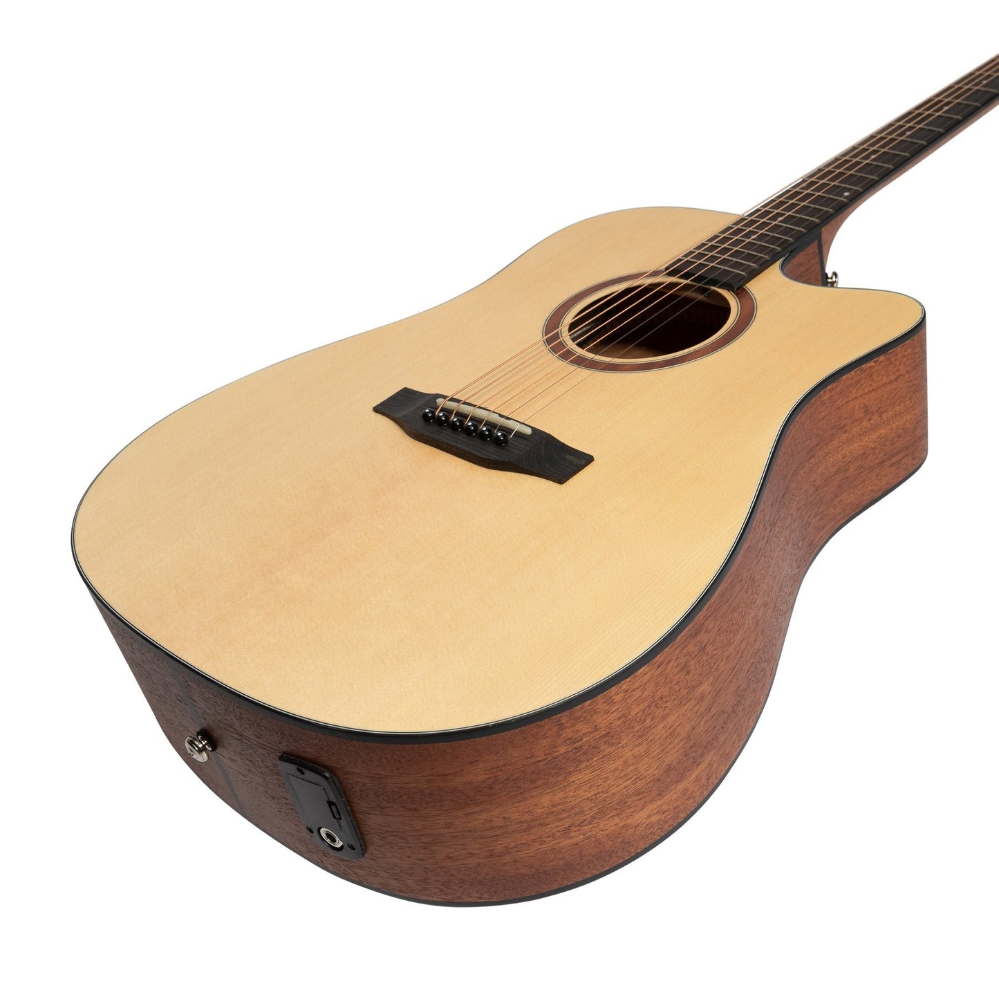 Martinez 'Natural Series' Spruce Top Acoustic-Electric Dreadnought Cutaway Guitar (Open Pore)