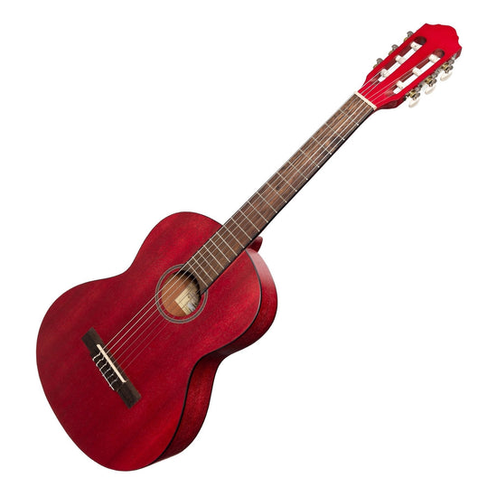 Martinez 'Slim Jim' 3/4 Size Student Classical Guitar with Built In Tuner (Strawberry Pink)
