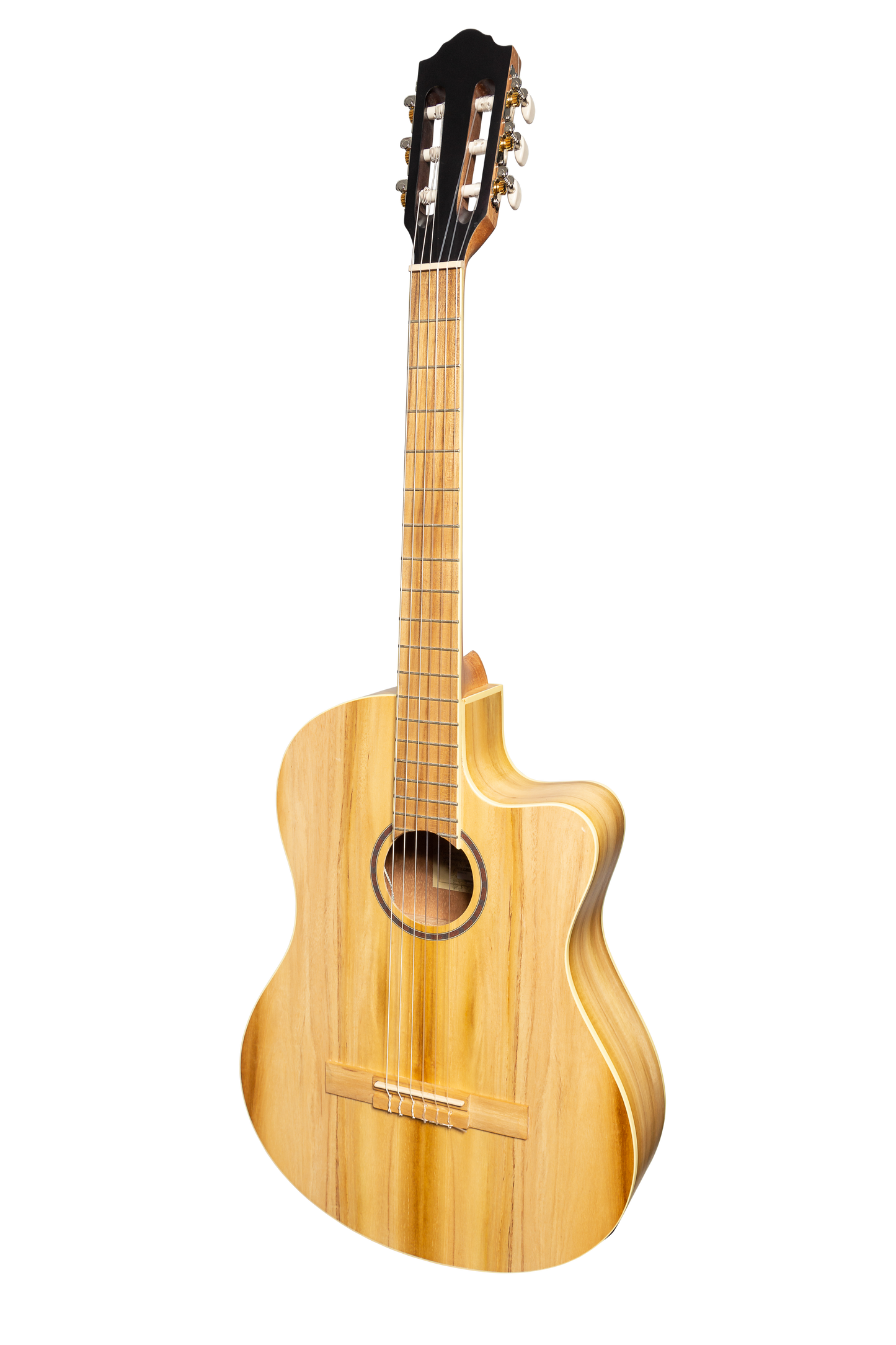 Martinez 'Slim Jim' Full Size Electric Classical Guitar with Pickup/Tuner Cutaway (Jati-Teakwood)