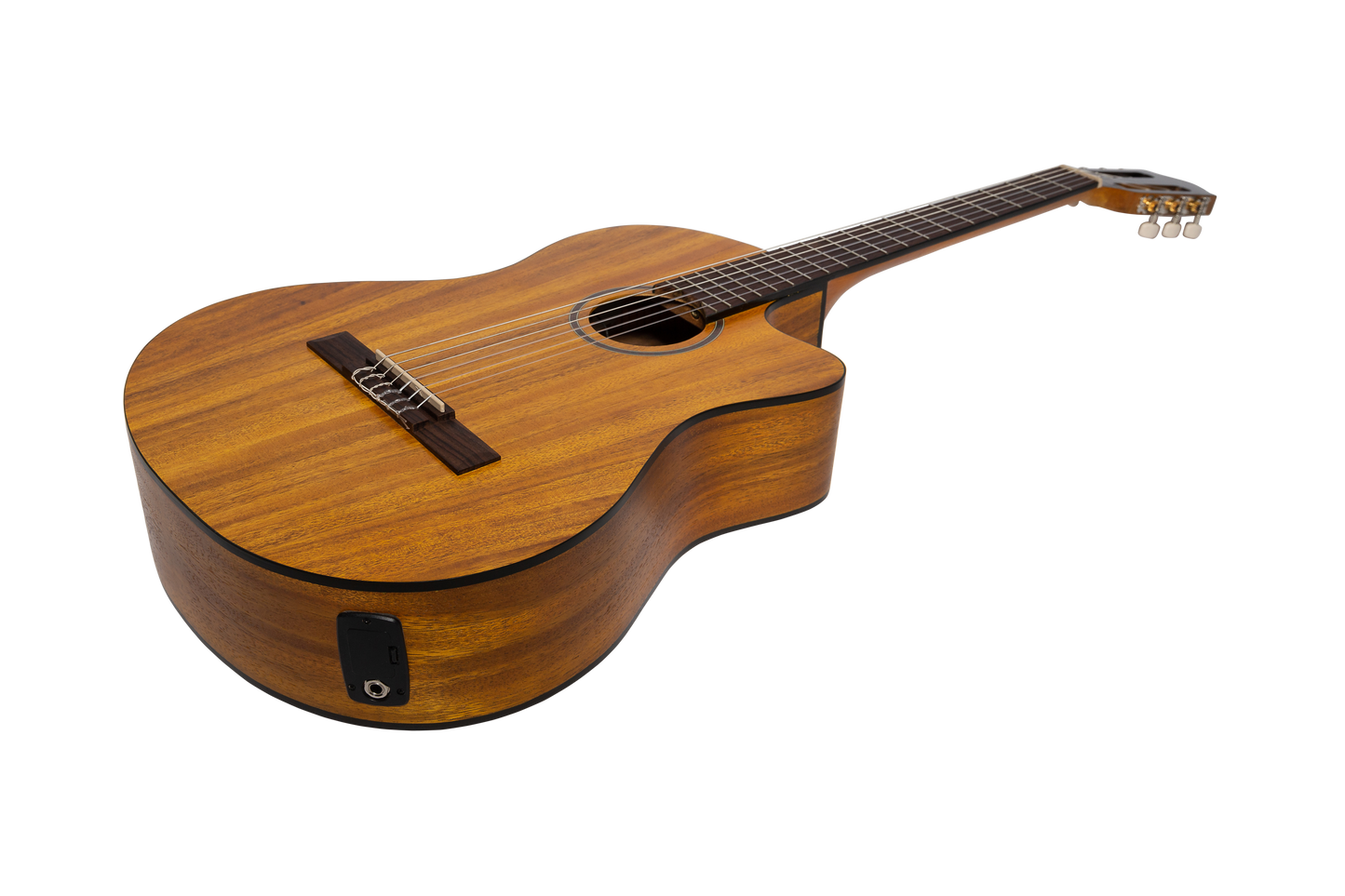 Martinez 'Slim Jim' Full Size Electric Classical Guitar with Pickup/Tuner Cutaway (KOA)