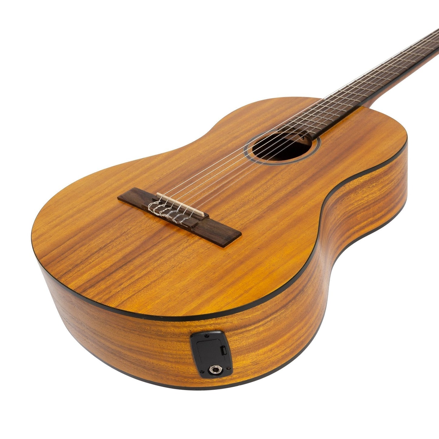 Martinez 'Slim Jim' Full Size Electric Classical Guitar with Pickup/Tuner (Koa)
