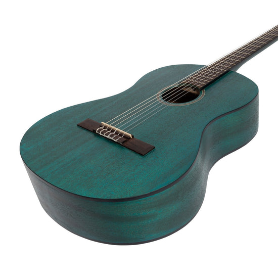 Martinez 'Slim Jim' Full Size Student Classical Guitar Pack with Built In Tuner (Teal Green)