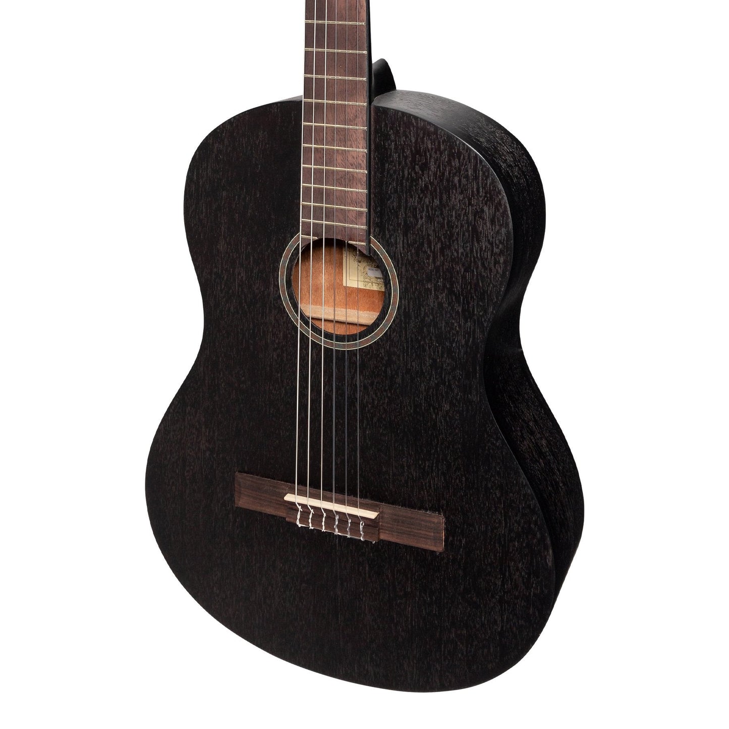 Martinez 'Slim Jim' Full Size Student Classical Guitar with Built In Tuner (Black)