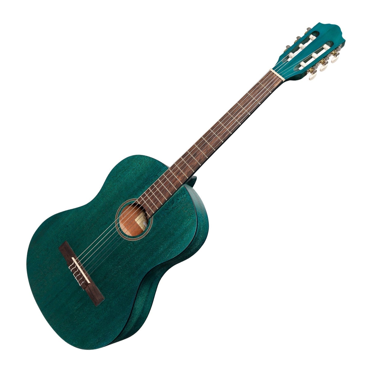 Martinez 'Slim Jim' Full Size Student Classical Guitar with Built In Tuner (Teal Green)