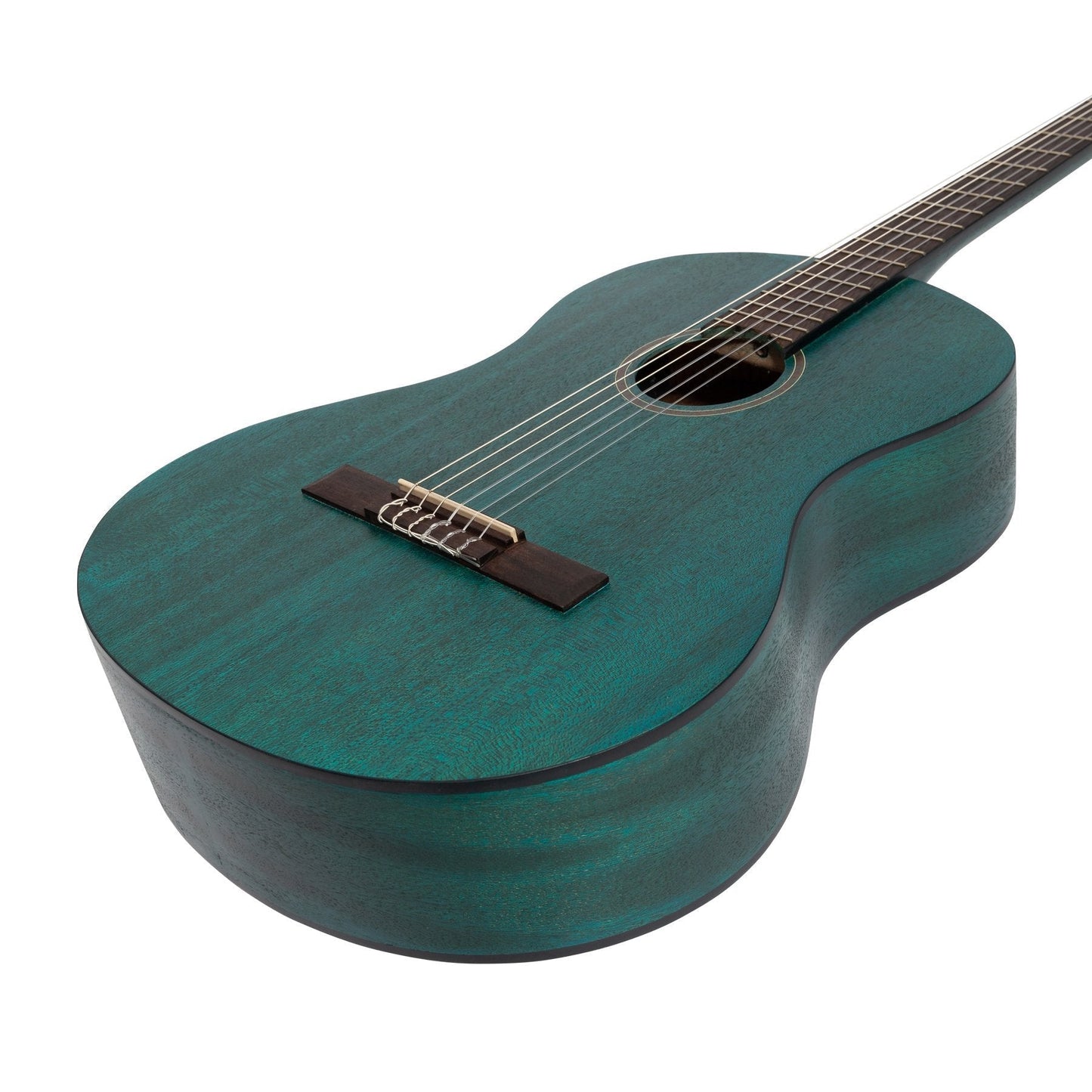 Martinez 'Slim Jim' Full Size Student Classical Guitar with Built In Tuner (Teal Green)