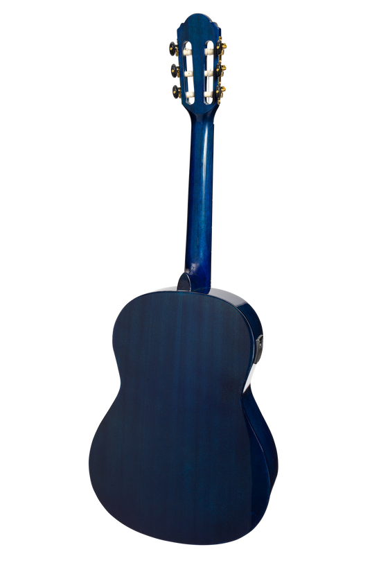 Martinez 'Slim Jim' G-Series 3/4 Size Classical Guitar with Built-in Tuner (Blue-Gloss)