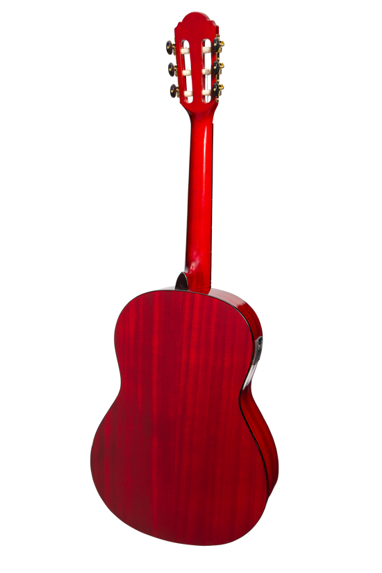 Martinez 'Slim Jim' G-Series 3/4 Size Classical Guitar with Built-in Tuner (Trans Wine Red-Gloss)