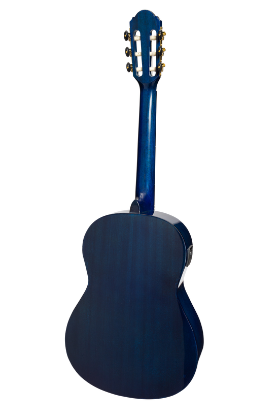 Martinez 'Slim Jim' G-Series 3/4 Size Student Classical Guitar Pack with Built In Tuner (Blue-Gloss)