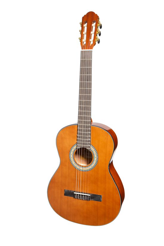 Martinez 'Slim Jim' G-Series Left Handed 3/4 Size Student Classical Guitar Pack with Built In Tuner (Natural-Gloss)