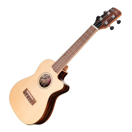 Martinez 'Southern Belle 7 Series' Spruce Solid Top Electric Cutaway Concert Ukulele with Hard Case (Natural Gloss)