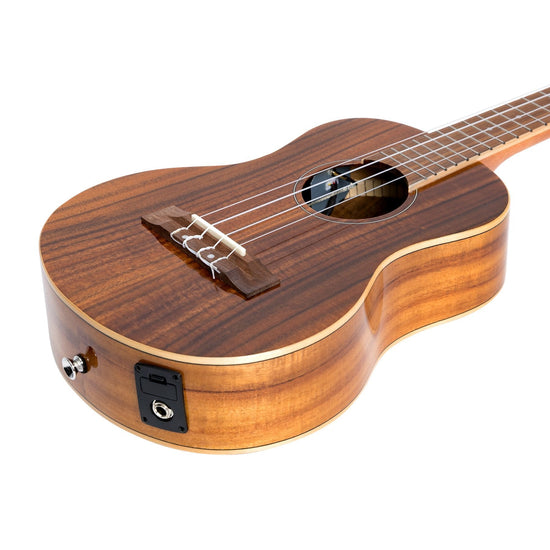 Martinez 'Southern Belle 8 Series' Koa Solid Top Electric Tenor Ukulele with Hard Case (Natural Gloss)