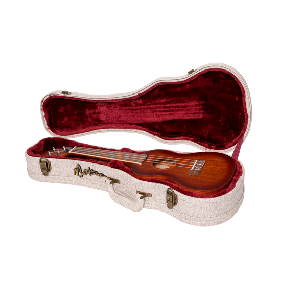 Martinez 'Southern Belle' Deluxe Shaped Concert Ukulele Hard Case (Paisley Brown)