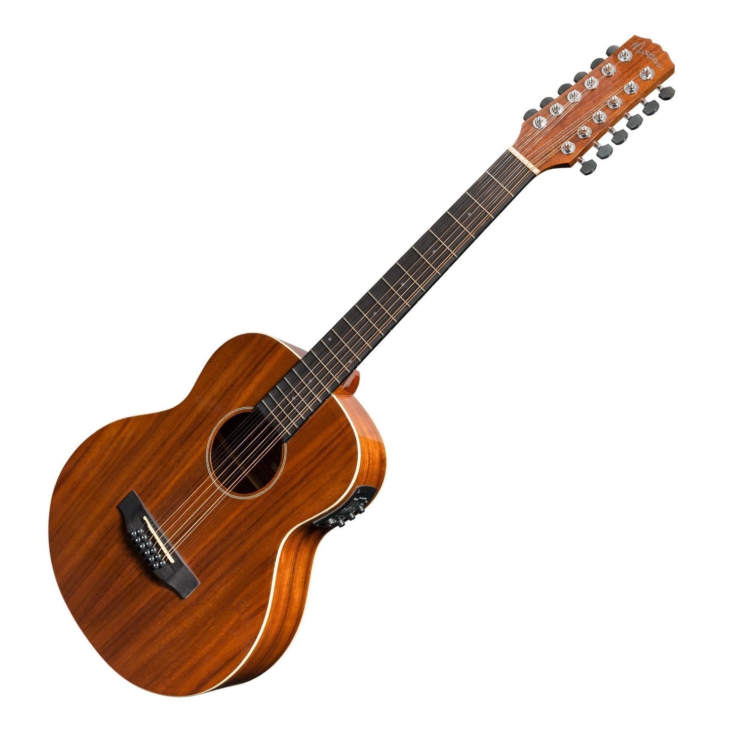 Load image into Gallery viewer, Martinez &amp;#39;Southern Star Series&amp;#39; Koa Solid Top Left Handed 12-String Acoustic-Electric TS-Mini Guitar (Natural Gloss)
