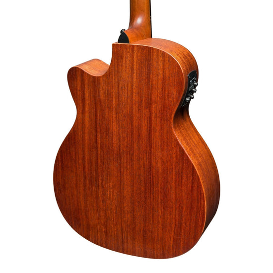 Martinez 'Southern Star Series' Mahogany Solid Top Acoustic-Electric Small Body Cutaway Guitar (Satin Sunburst)