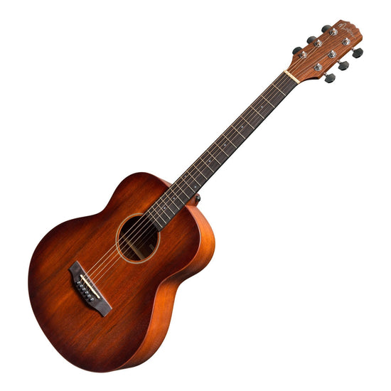 Load image into Gallery viewer, Martinez &amp;#39;Southern Star Series&amp;#39; Mahogany Solid Top Acoustic-Electric TS-Mini Guitar (Satin Sunburst)
