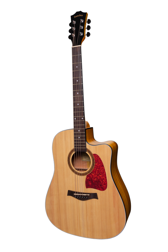 Sanchez Acoustic-Electric Dreadnought Cutaway Guitar Pack (Spruce/Koa)