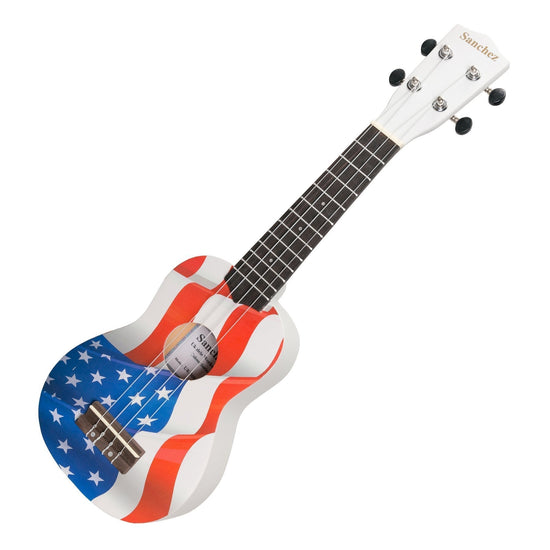 Sanchez 'Friendly Folk' Soprano Ukulele (White/USA Flag)