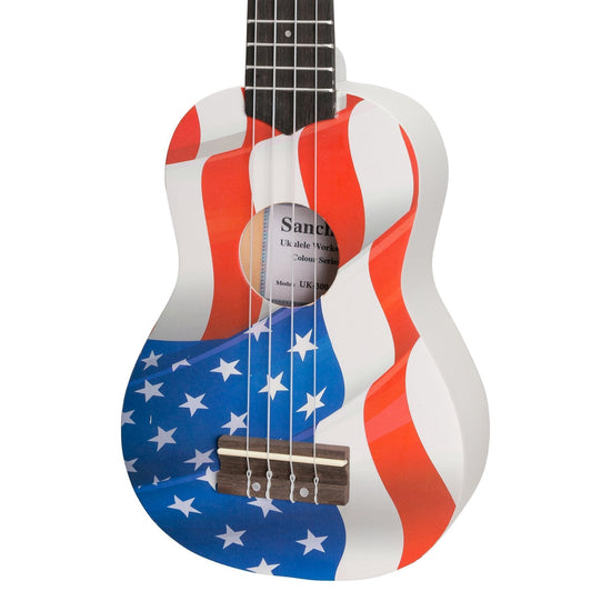 Sanchez 'Friendly Folk' Soprano Ukulele (White/USA Flag)