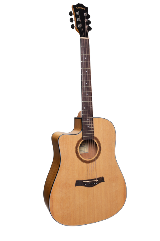 Sanchez Left Handed Acoustic-Electric Dreadnought Cutaway Guitar Pack (Spruce/Acacia)