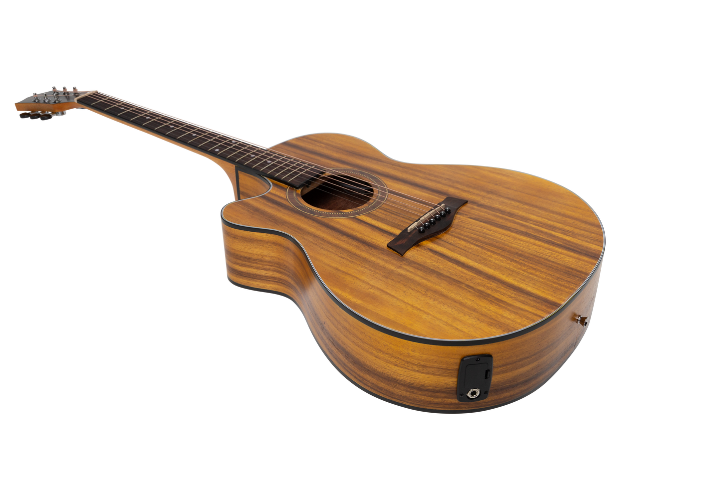 Sanchez Left Handed Acoustic-Electric Small Body Cutaway Guitar Pack (Koa)