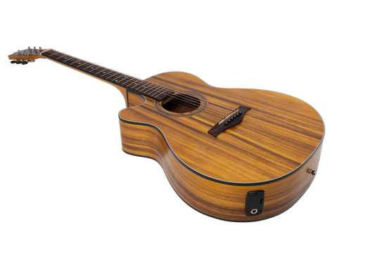 Sanchez Left Handed Acoustic-Electric Small Body Cutaway Guitar Pack (Koa)