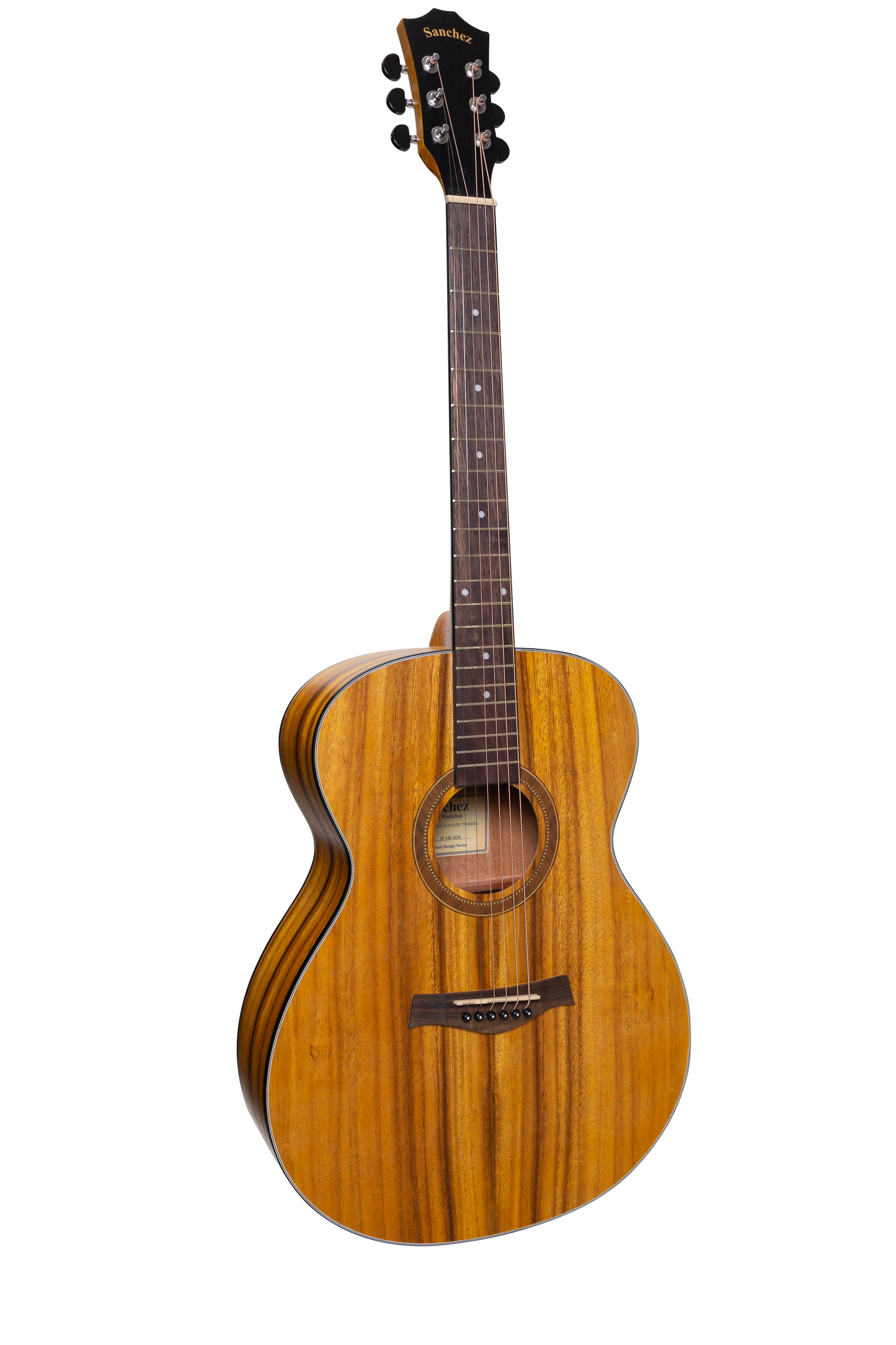 Sanchez Left Handed Acoustic Small Body Guitar Pack (Koa)